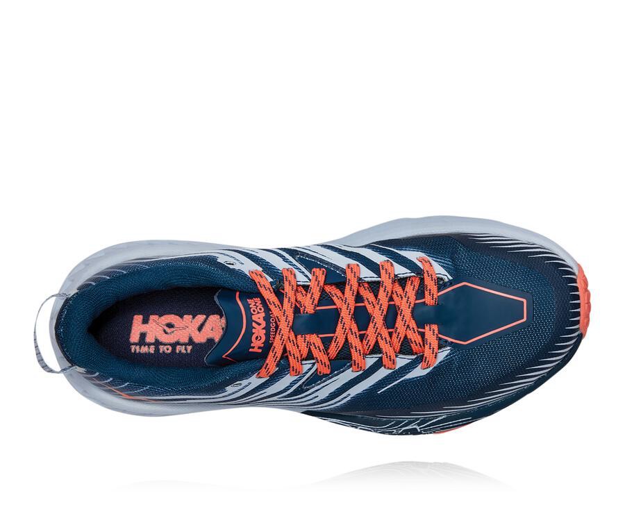 Trail Shoes Womens - Hoka One One Speedgoat 4 - Navy/White - HTABRLM-13